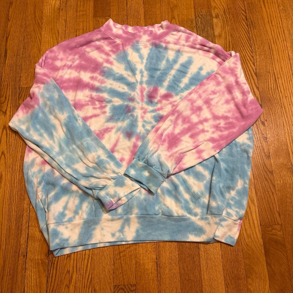 Tie-Dye Pullover Sweatshirt in Pink and Blue - Picture 2 of 6